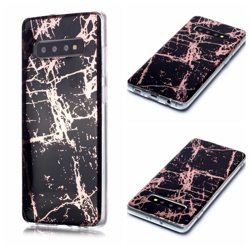 Hoesje Samsung Galaxy S10 Plus Magenta Zwart Ultra Designer Marmer