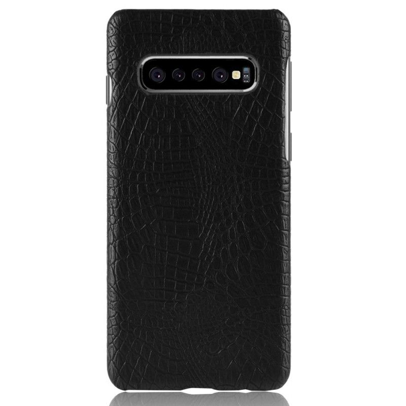 Hoesje Samsung Galaxy S10 Plus Rood Zwart Krokodillenhuideffect