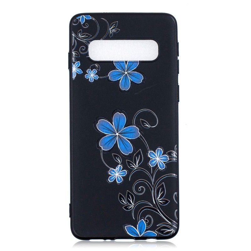 Hoesje Samsung Galaxy S10 Plus Telefoonhoesje Blauwe Bloemen