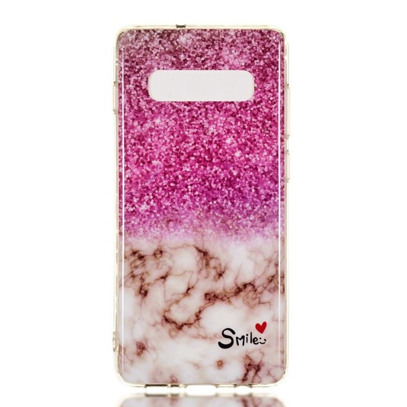 Hoesje Samsung Galaxy S10 Plus Telefoonhoesje Marmeren Glitter En Glimlach