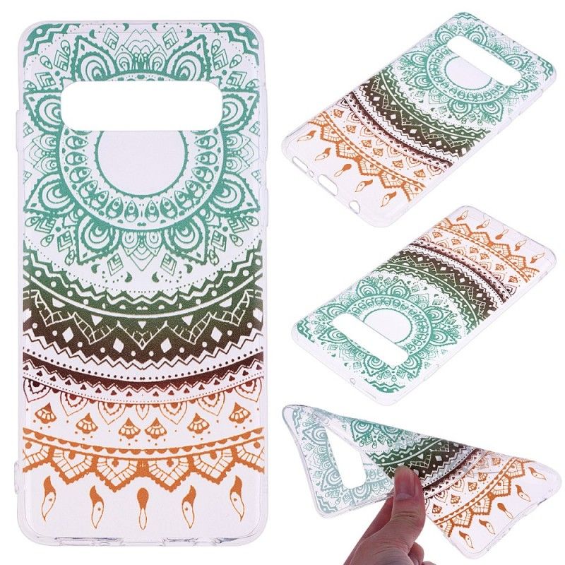 Hoesje Samsung Galaxy S10 Plus Telefoonhoesje Transparante Kleurrijke Mandala