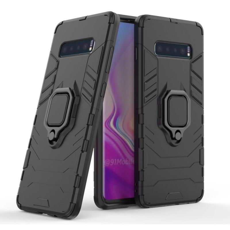 Hoesje voor Samsung Galaxy S10 Plus Donkerblauw Zwart Resistente Ring