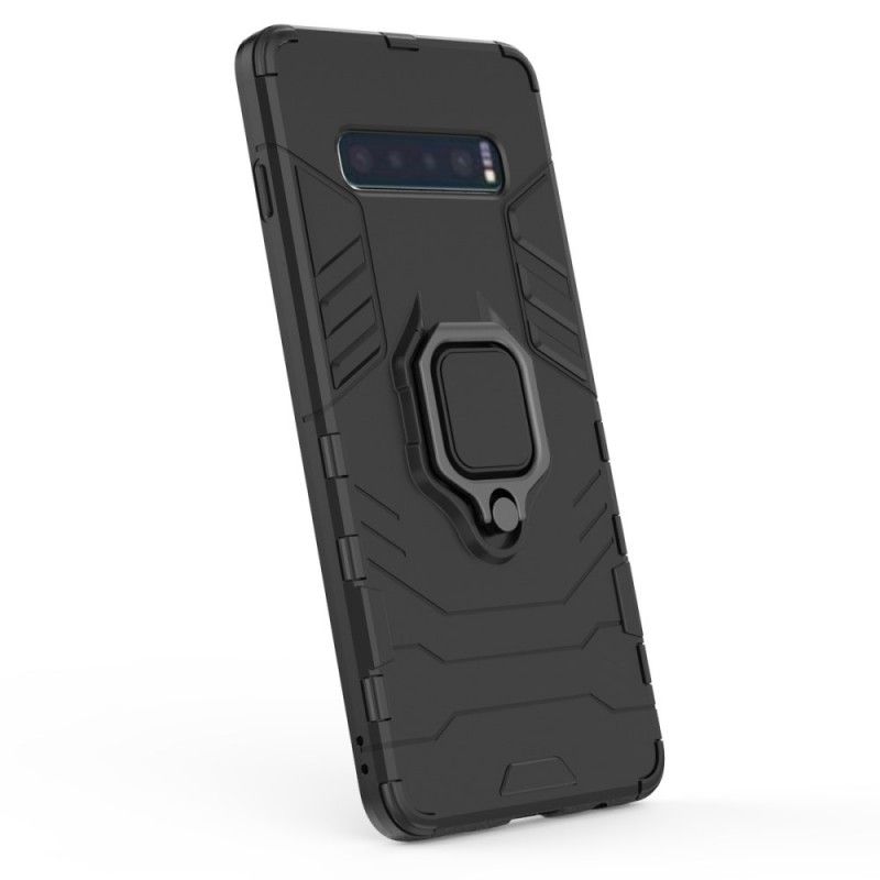 Hoesje voor Samsung Galaxy S10 Plus Donkerblauw Zwart Resistente Ring