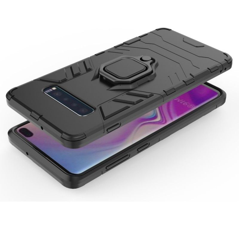 Hoesje voor Samsung Galaxy S10 Plus Donkerblauw Zwart Resistente Ring