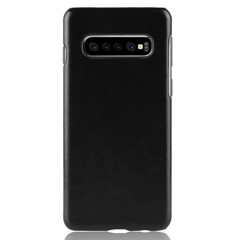 Hoesje voor Samsung Galaxy S10 Plus Grijs Zwart Lychee Leereffect