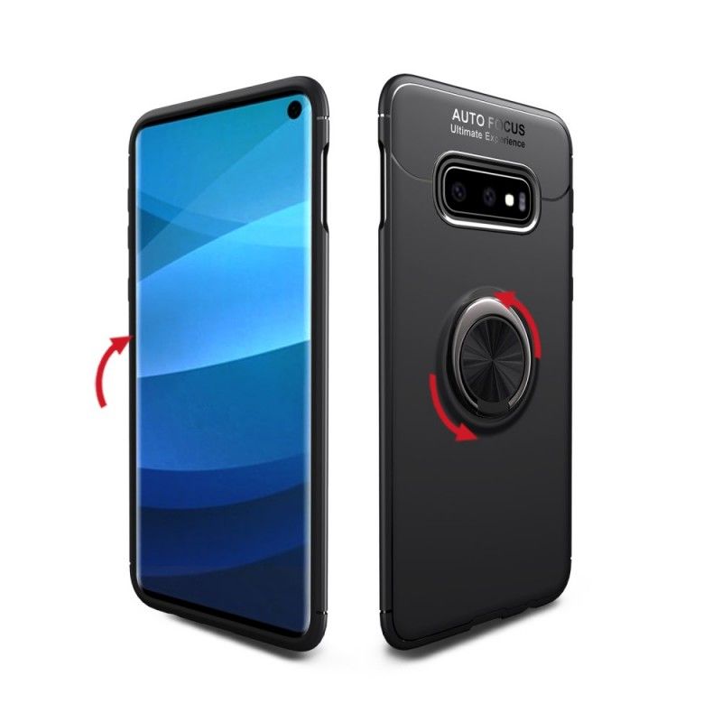 Hoesje voor Samsung Galaxy S10 Plus Rood Zwart Roterende Ring