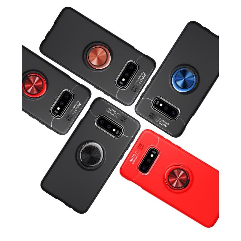 Hoesje voor Samsung Galaxy S10 Plus Rood Zwart Roterende Ring