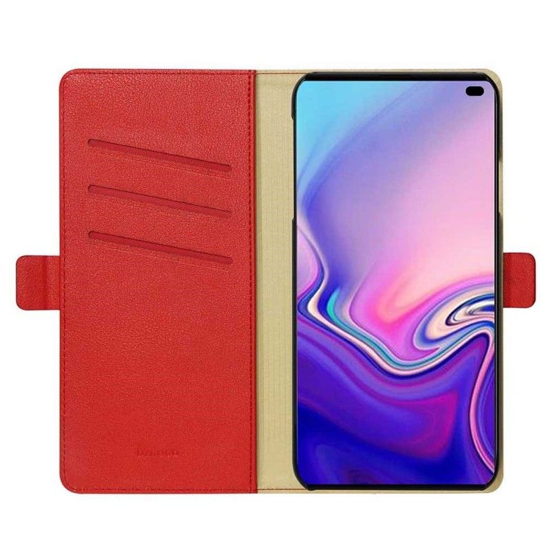 Leren Hoesje Samsung Galaxy S10 Plus Marineblauw Rood Telefoonhoesje Dzgogo Milo-Reeks