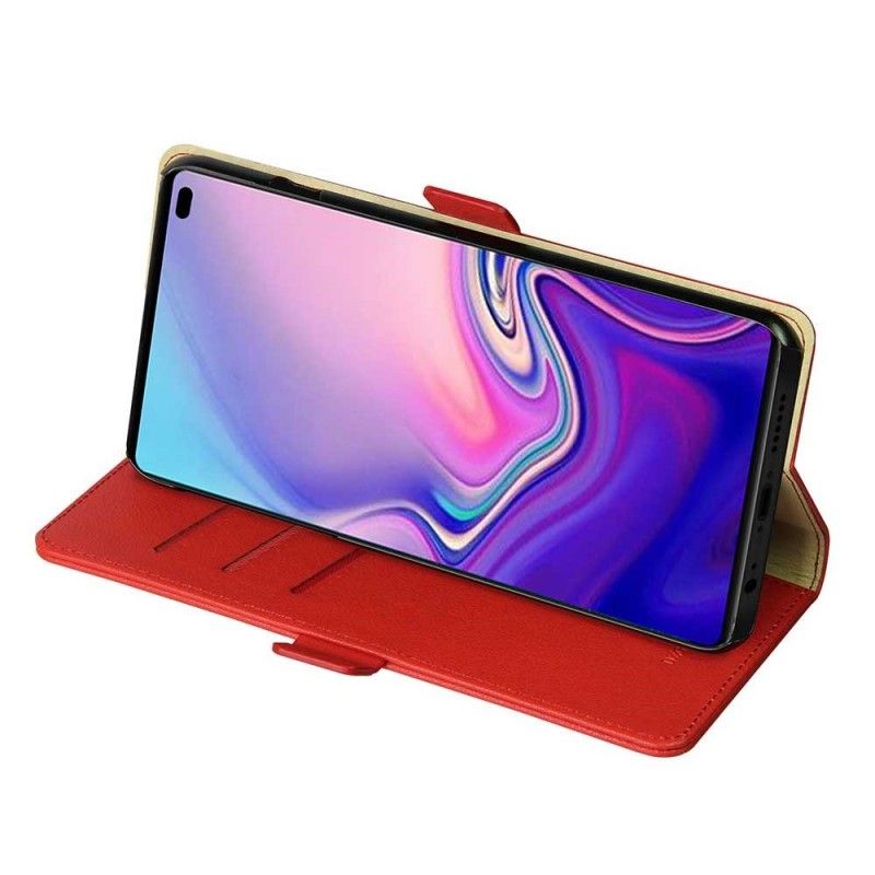 Leren Hoesje Samsung Galaxy S10 Plus Marineblauw Rood Telefoonhoesje Dzgogo Milo-Reeks