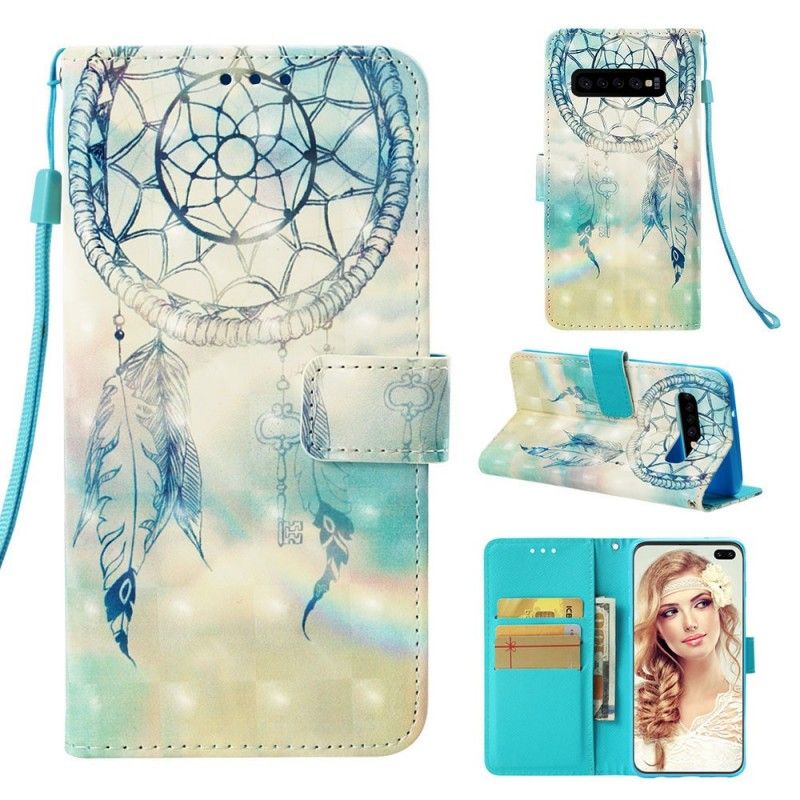 Leren Hoesje Samsung Galaxy S10 Plus Telefoonhoesje Aquarel Dromenvanger