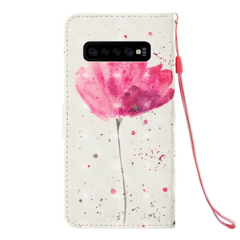 Leren Hoesje Samsung Galaxy S10 Plus Telefoonhoesje Aquarel Klaproos