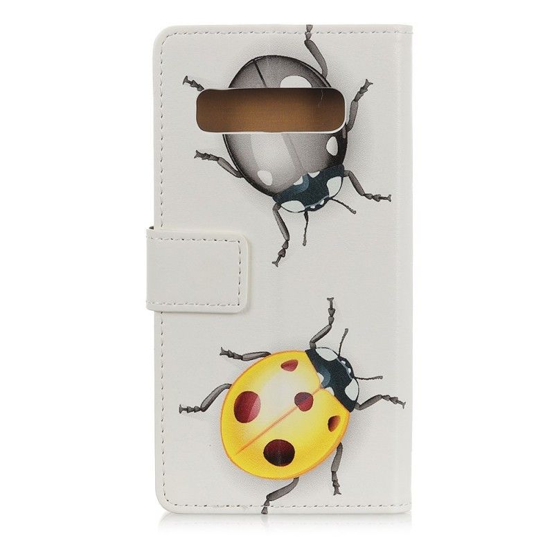 Leren Hoesje voor Samsung Galaxy S10 Plus Lieveheersbeestjes