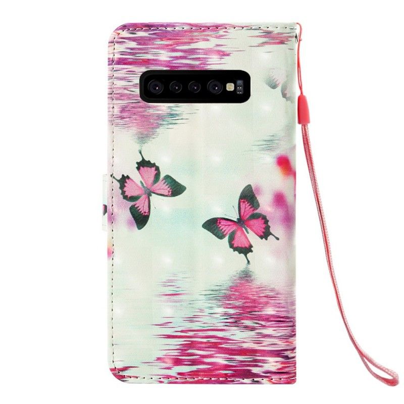 Leren Hoesje voor Samsung Galaxy S10 Plus Rode Vlinders