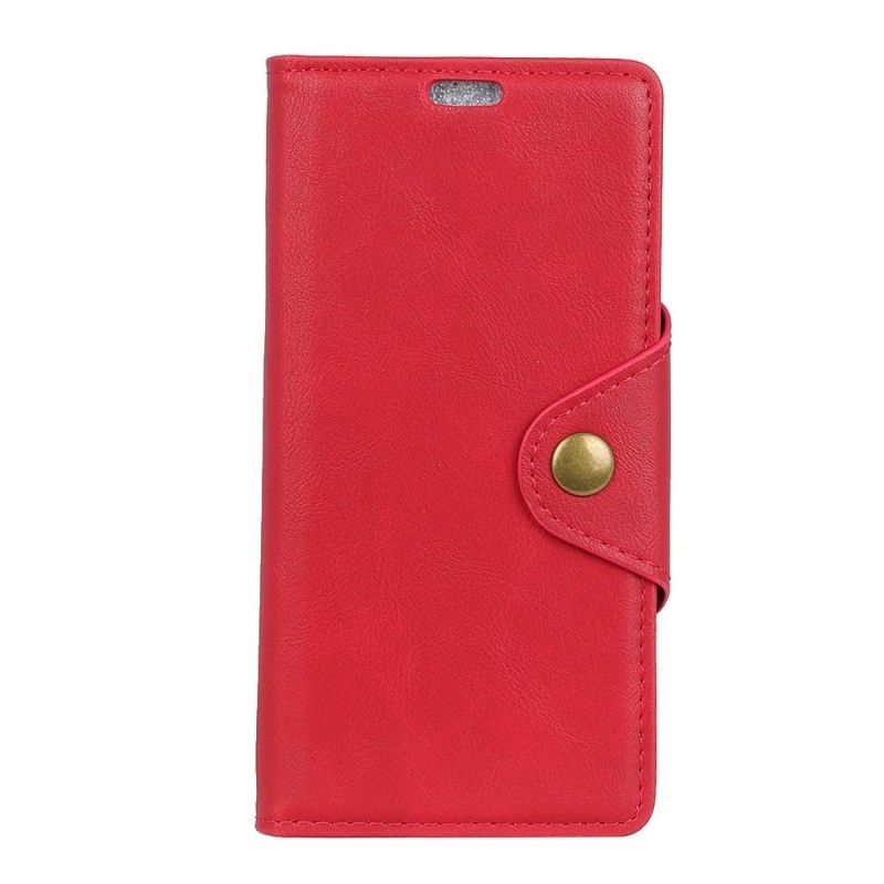 Leren Hoesje voor Samsung Galaxy S10 Plus Rood Zwart Knoop Imitatieleer