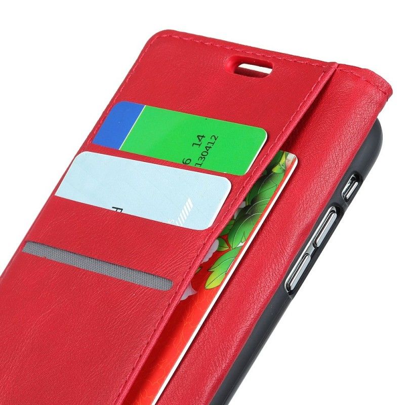 Leren Hoesje voor Samsung Galaxy S10 Plus Rood Zwart Knoop Imitatieleer