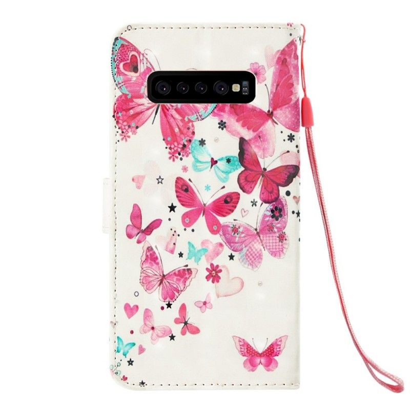 Leren Hoesje voor Samsung Galaxy S10 Plus Vlucht Van Vlinders