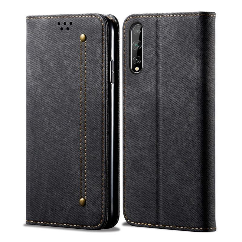 Folio-hoesje Huawei P Smart S Donkerblauw Zwart Jeansstof