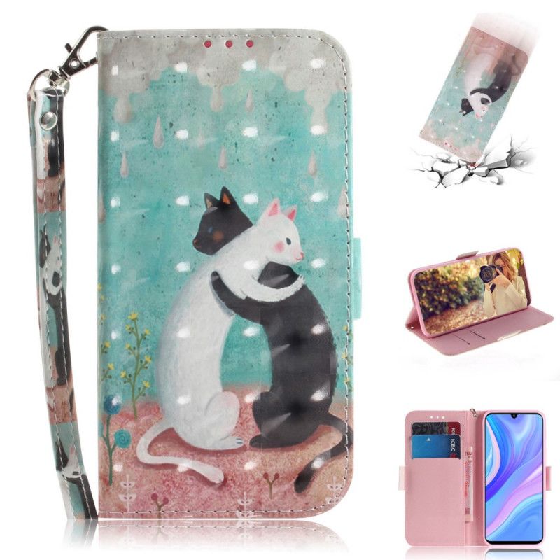 Leren Hoesje voor Huawei P Smart S Kattenvriendjes Met String