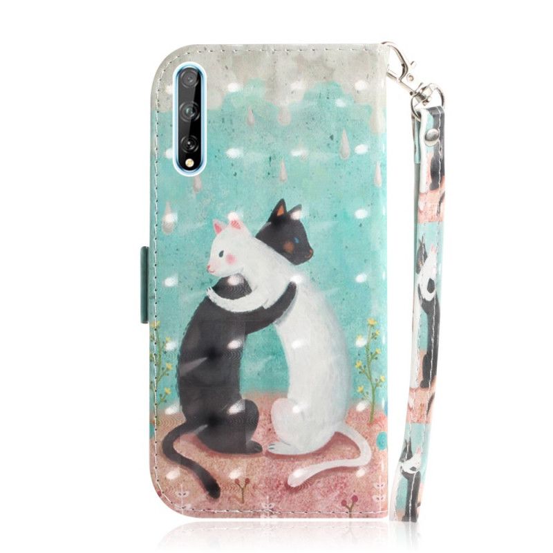 Leren Hoesje voor Huawei P Smart S Kattenvriendjes Met String