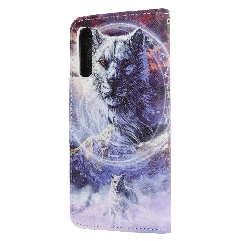 Leren Hoesje voor Huawei P Smart S Wolf In De Winter Met String