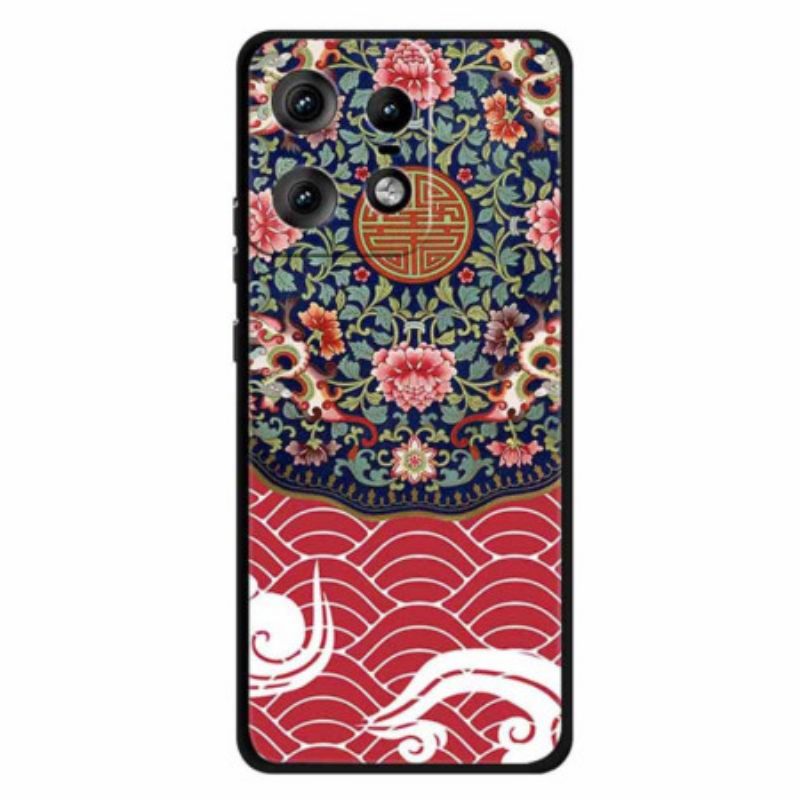 Case Hoesje Motorola Edge 50 Pro Telefoonhoesje Bloemencluster En Draak