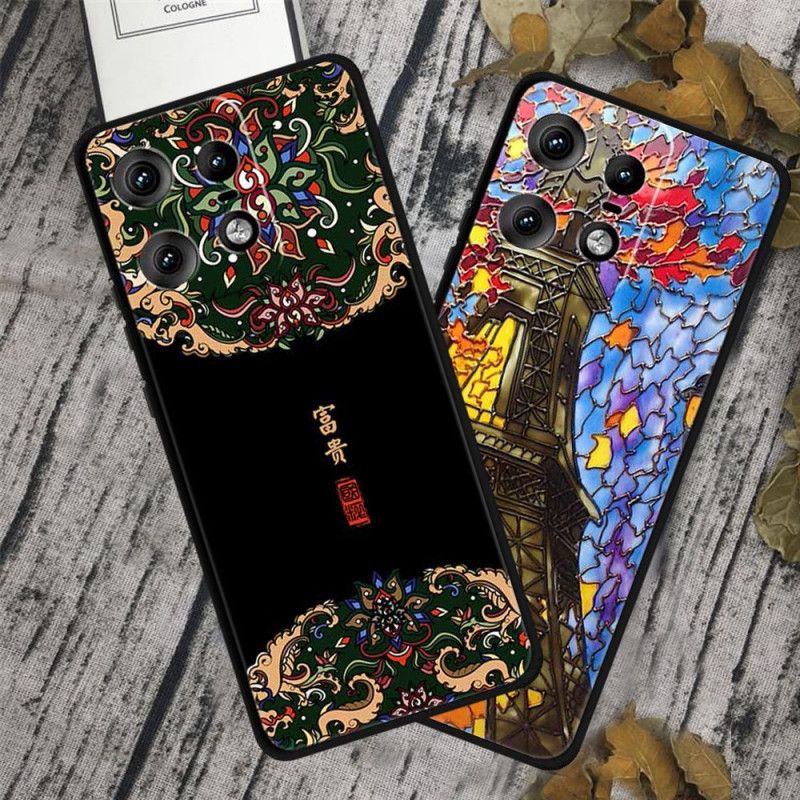 Case Hoesje Motorola Edge 50 Pro Telefoonhoesje Bloemencluster En Draak