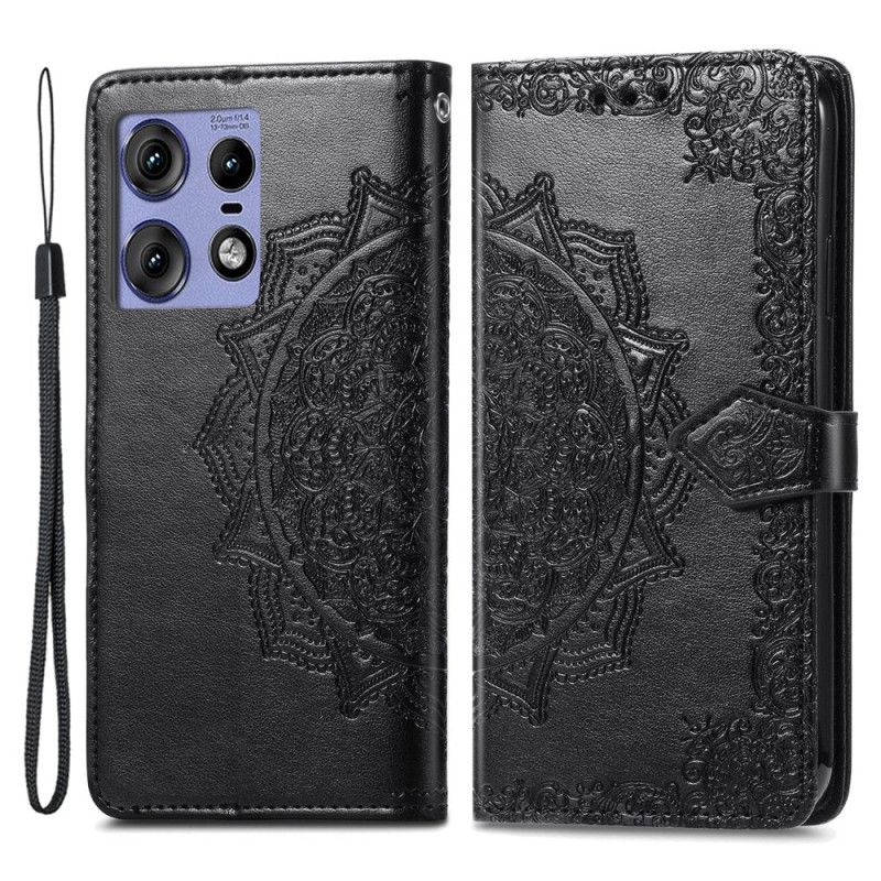 Leren Hoesje Motorola Edge 50 Pro Barok Mandala Met Bandje Bescherming Hoesje