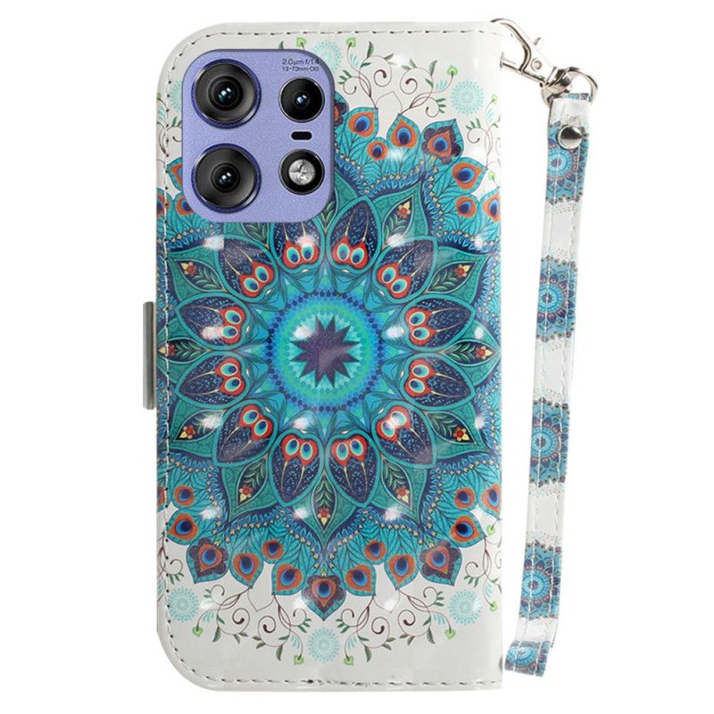 Leren Hoesje Motorola Edge 50 Pro Groene Mandala Met Bandje Bescherming Hoesje