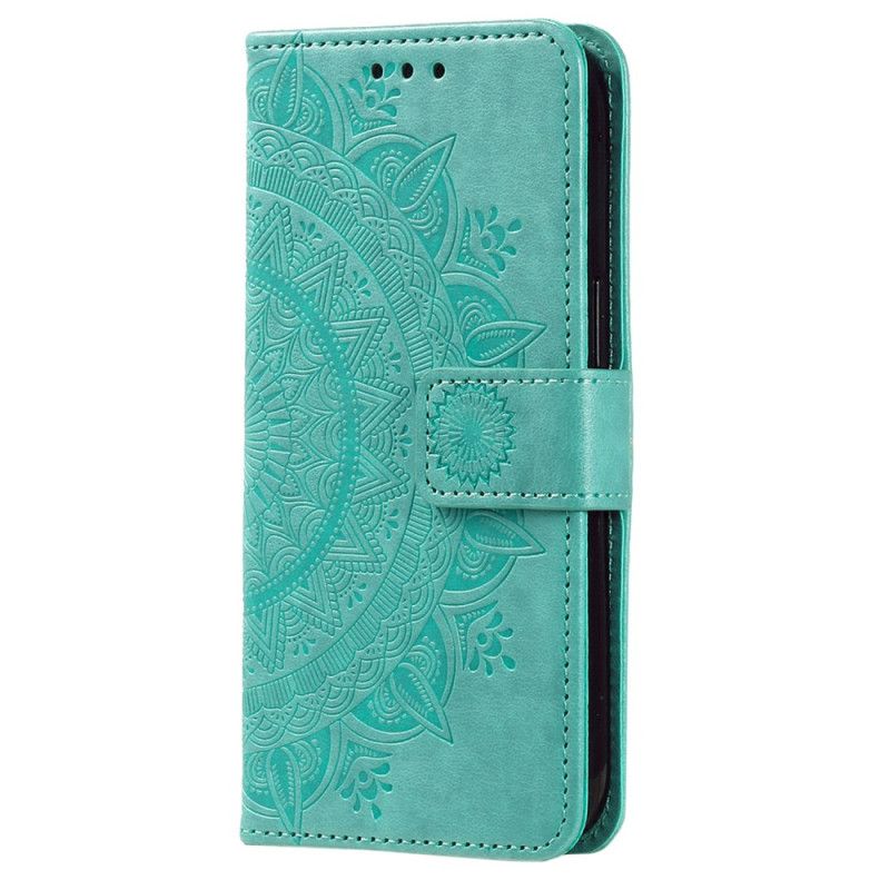 Leren Hoesje Motorola Edge 50 Pro Mandala Zon Met Riem Bescherming Hoesje