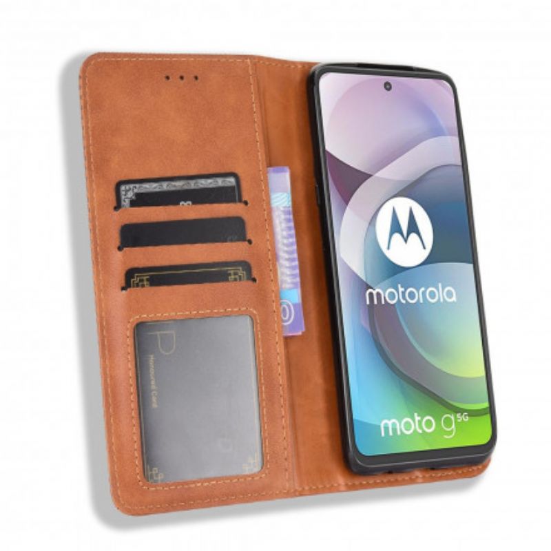 Folio-hoesje Moto G 5g Gestileerd Vintage Leereffect Bescherming Hoesje