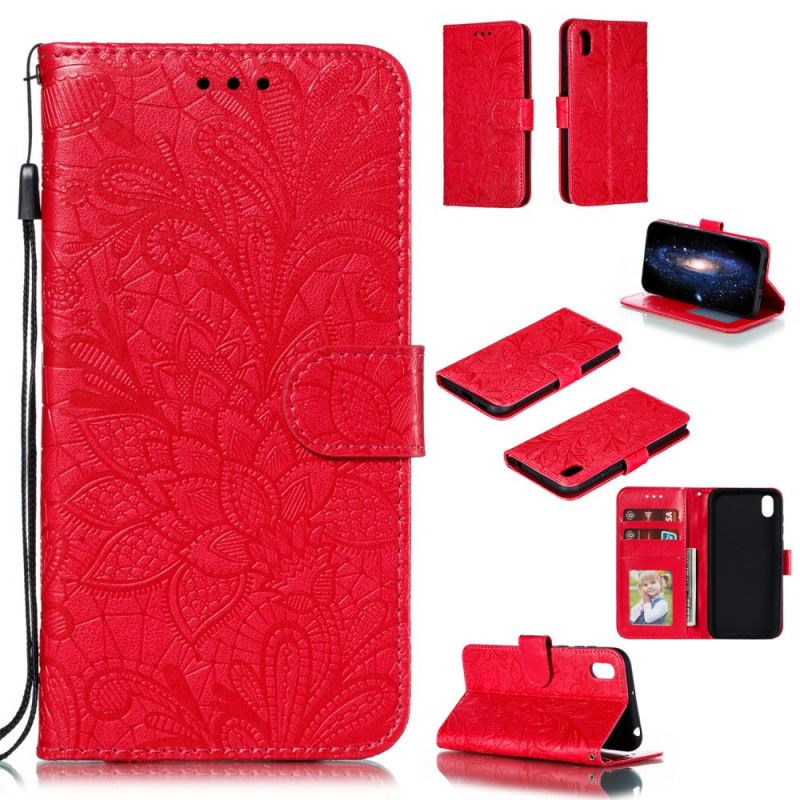 Bescherming Hoesje Huawei Y5 2019 Roségoud Paars Tribal String Bloemen