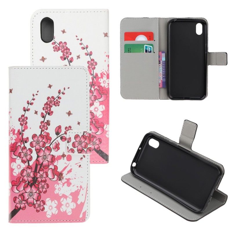 Bescherming Hoesje Huawei Y5 2019 Roze Magenta Tropische Bloemen