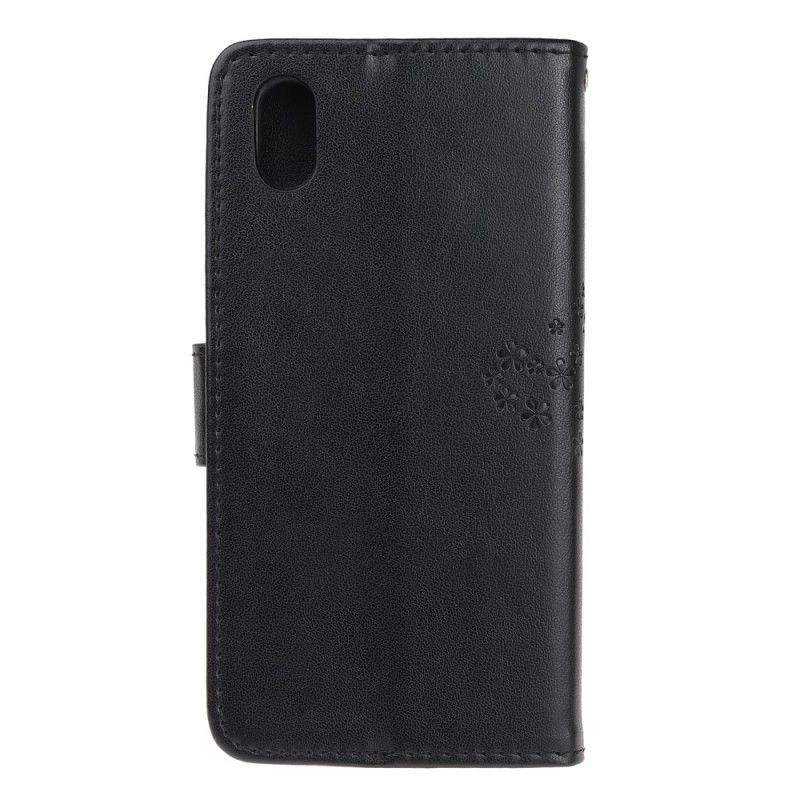 Cover Folio-hoesje Huawei Y5 2019 Grijs Zwart Telefoonhoesje Boomuilen Met String