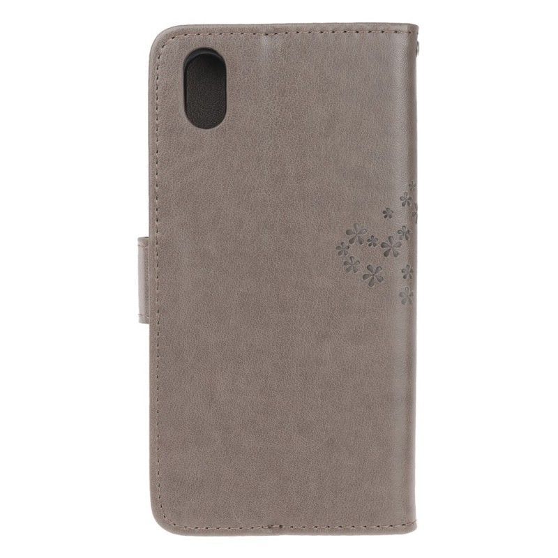 Cover Folio-hoesje Huawei Y5 2019 Grijs Zwart Telefoonhoesje Boomuilen Met String