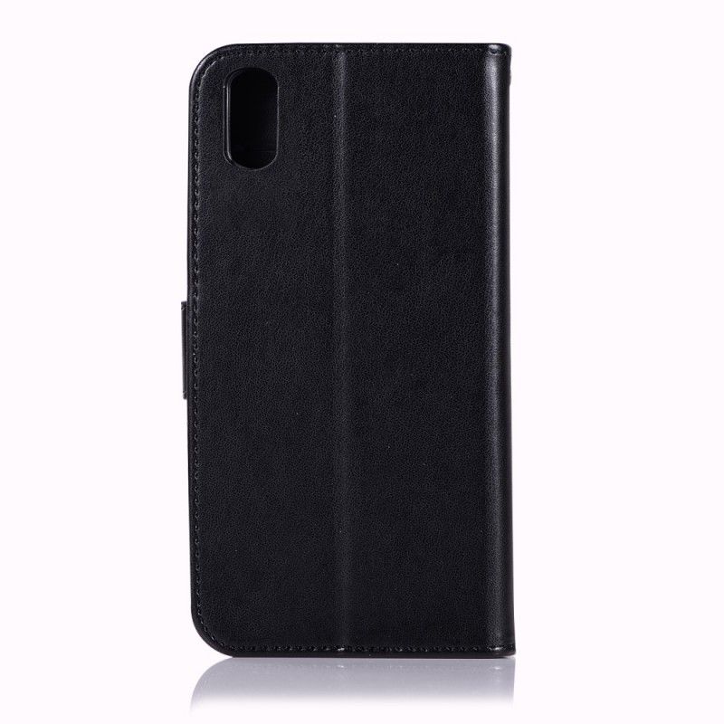 Cover Folio-hoesje Huawei Y5 2019 Grijs Zwart Telefoonhoesje Uil Dromenvanger Met Leereffect