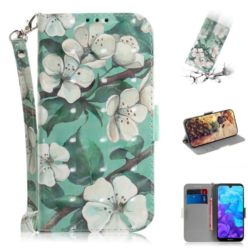 Cover Folio-hoesje Huawei Y5 2019 Telefoonhoesje Bloeiende Tak Met String