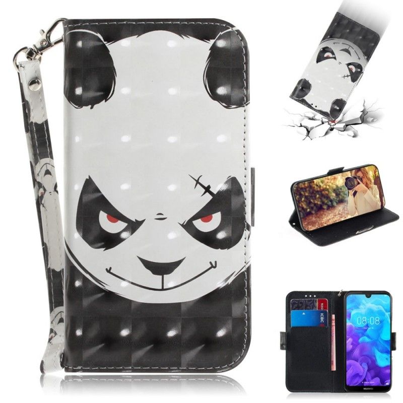 Cover Folio-hoesje Huawei Y5 2019 Telefoonhoesje Boze Panda Met String