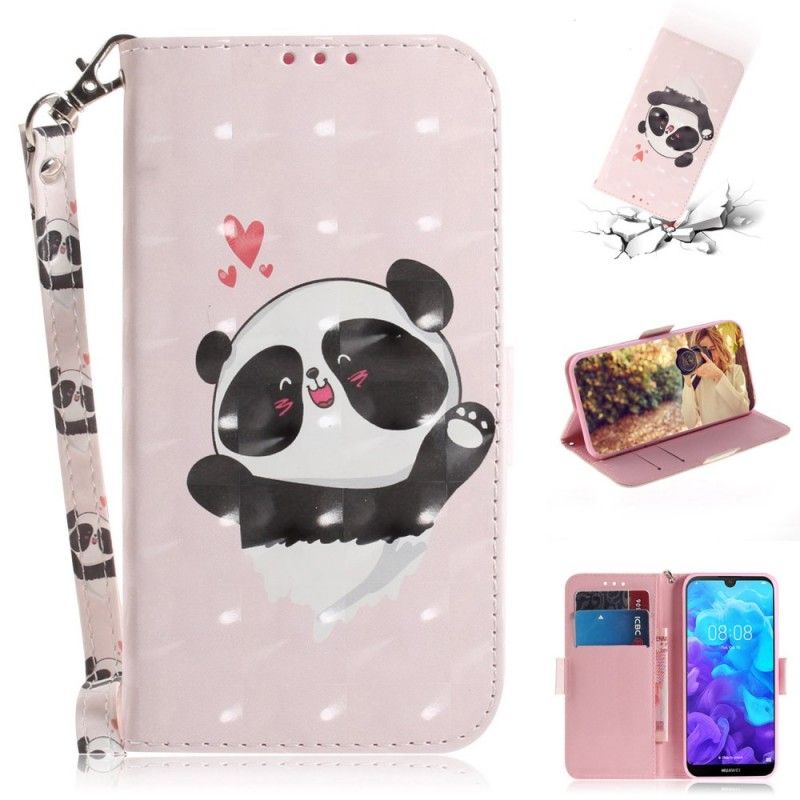 Cover Folio-hoesje Huawei Y5 2019 Telefoonhoesje Panda Love Met String