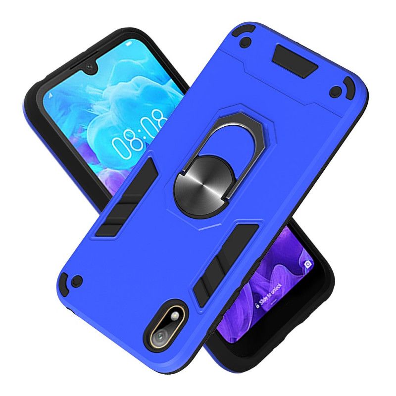 Cover Hoesje Huawei Y5 2019 Wit Zwart Telefoonhoesje Premium Steunring