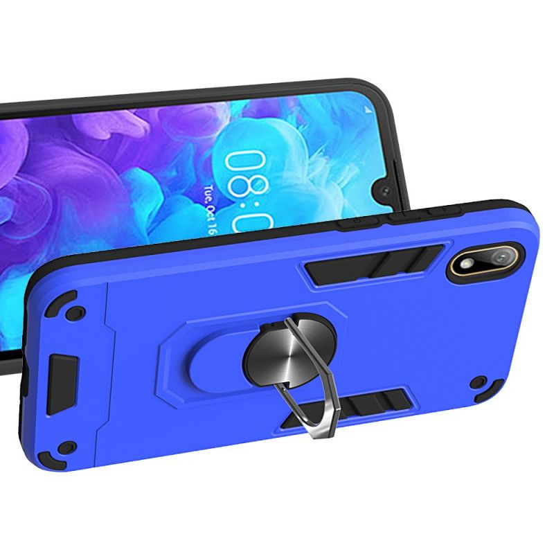 Cover Hoesje Huawei Y5 2019 Wit Zwart Telefoonhoesje Premium Steunring