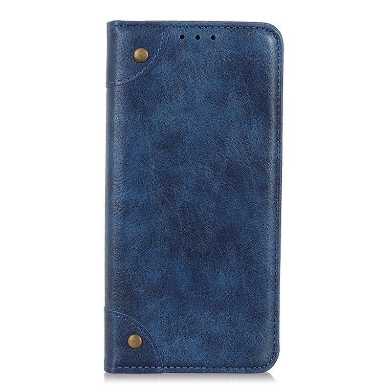 Flip Case Leren Huawei Y5 2019 Donkerblauw Antiek Leereffect