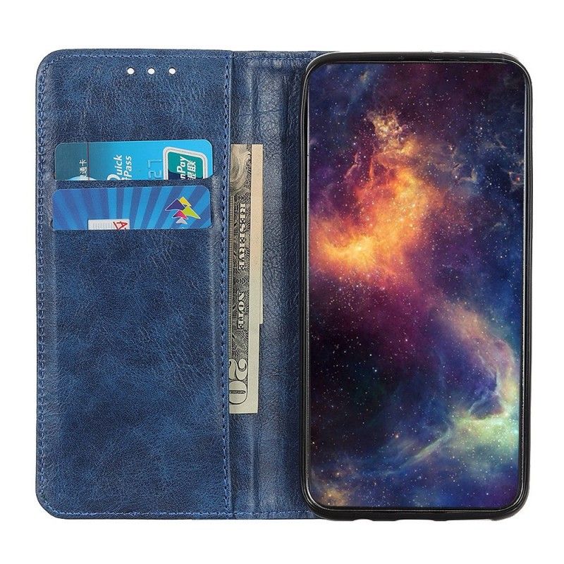 Flip Case Leren Huawei Y5 2019 Donkerblauw Antiek Leereffect