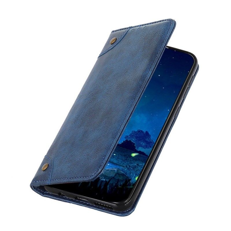 Flip Case Leren Huawei Y5 2019 Donkerblauw Antiek Leereffect