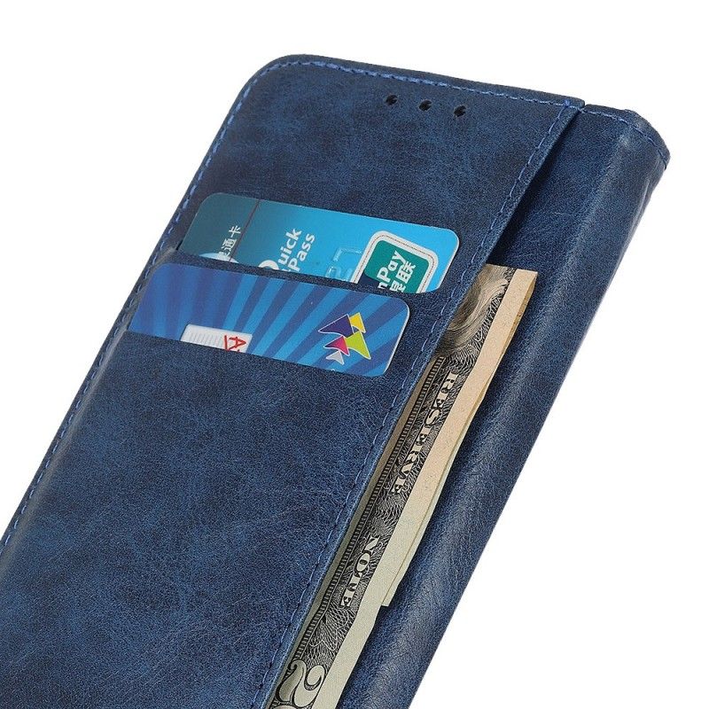 Flip Case Leren Huawei Y5 2019 Donkerblauw Antiek Leereffect