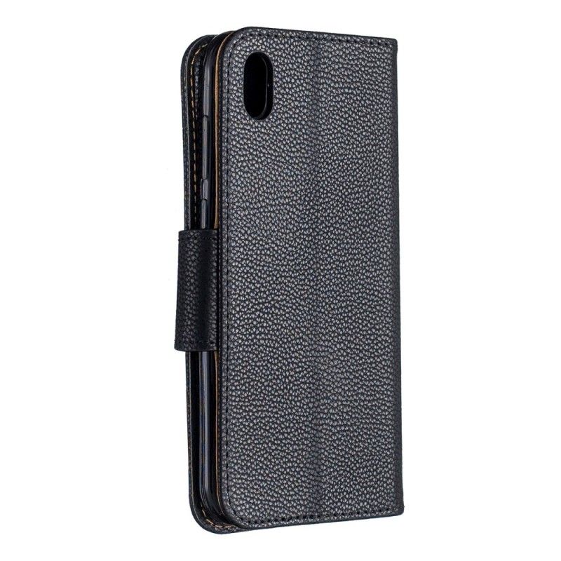 Flip Case Leren Huawei Y5 2019 Grijs Zwart Lychee Schuine Flap