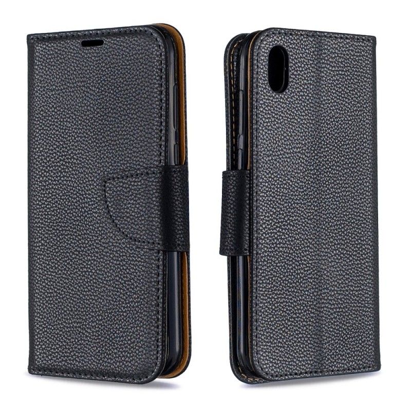 Flip Case Leren Huawei Y5 2019 Grijs Zwart Lychee Schuine Flap