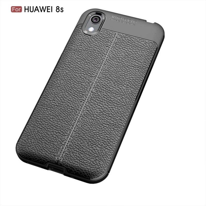 Hoesje Huawei Y5 2019 Rood Zwart Dubbellijns Lychee Leereffect