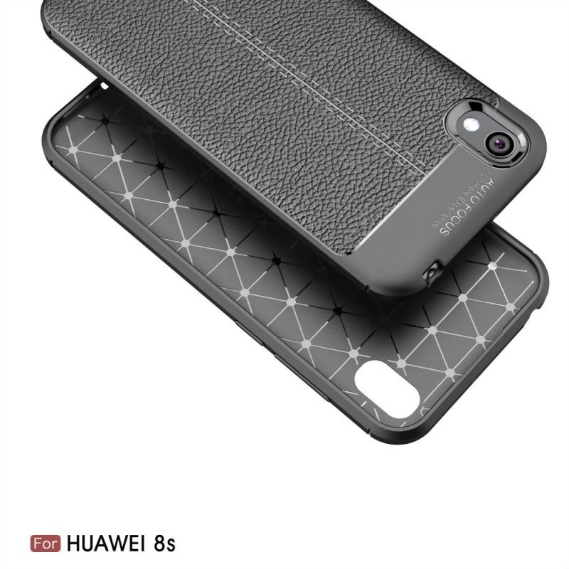 Hoesje Huawei Y5 2019 Rood Zwart Dubbellijns Lychee Leereffect