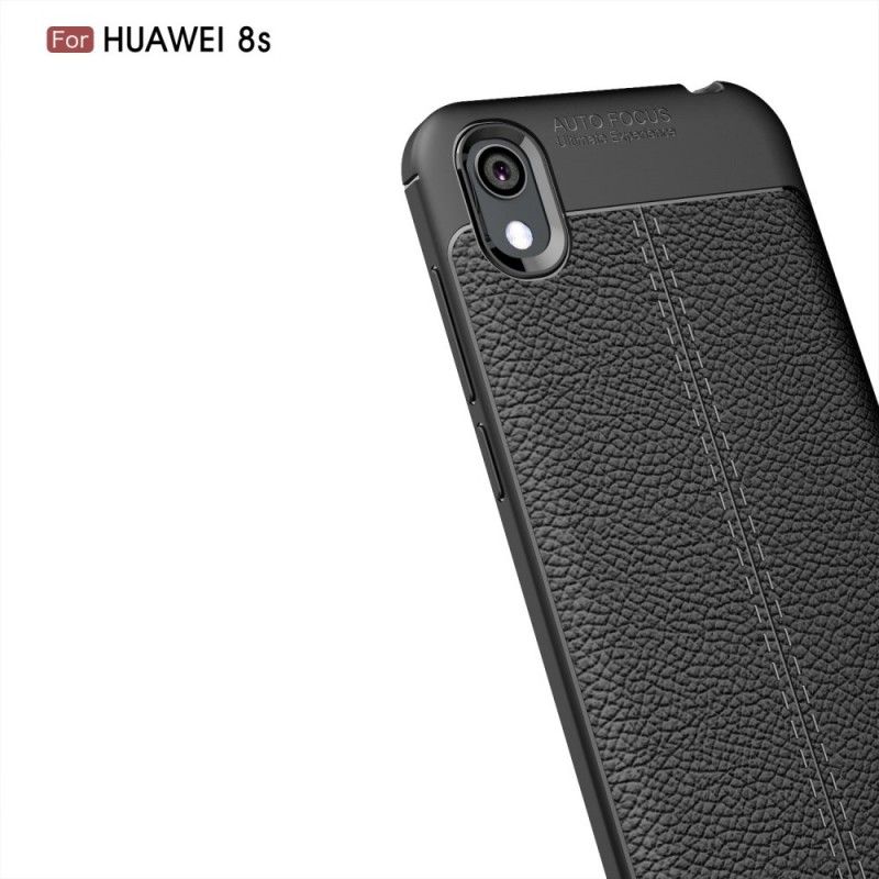 Hoesje Huawei Y5 2019 Rood Zwart Dubbellijns Lychee Leereffect