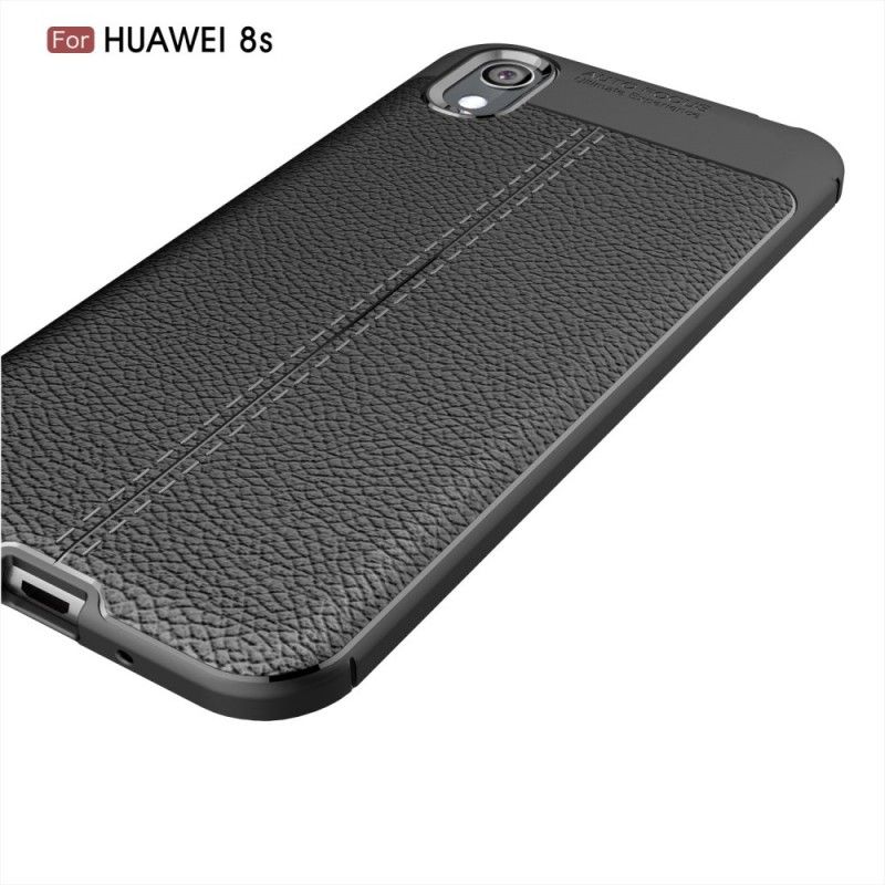 Hoesje Huawei Y5 2019 Rood Zwart Dubbellijns Lychee Leereffect